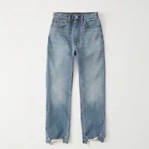 A&F Ultra High Rise Ankle Straight Jeans